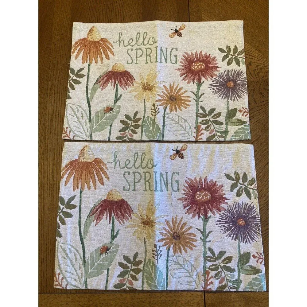 2 Hello Spring Placemats Flowers Bees Lady Bug
